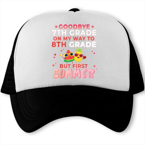 Goodbye 7th Grade Graduation To 8th Grade Hello Summer Trucker Cap - Best Gift Smart