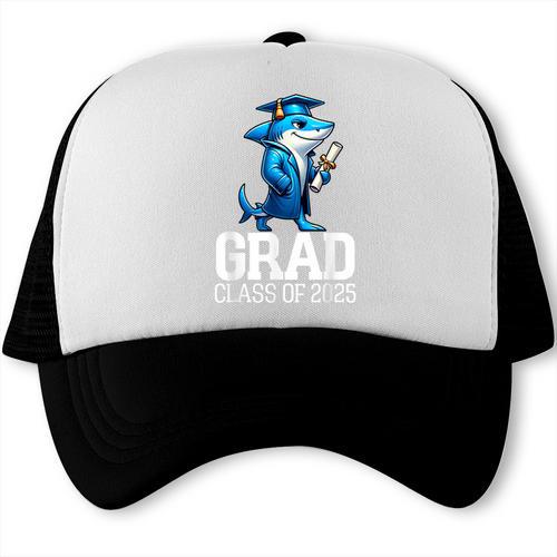 Grad Class Of 2025 Boys Shark Graduation Graduated Trucker Cap - Best Gift Smart