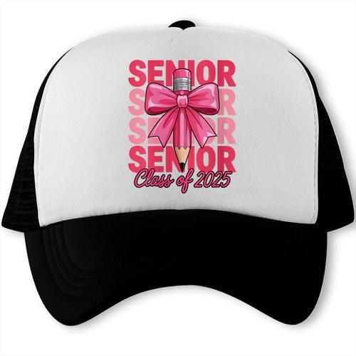 Graduate 2025 For Senior 2025 Graduation Coquette Pink Bow Trucker Cap - Best Gift Smart