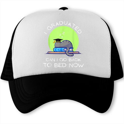 I Graduated Can I Go Back To Bed Now Cat Graduation For Men Women Girls Kids Trucker Cap - Best Gift Smart