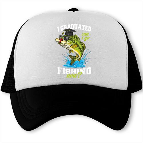 I Graduated Can I Go Fishing Now 2025 Graduation Fisher Trucker Cap - Best Gift Smart