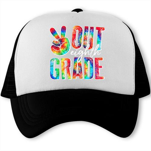 Graduation Peace Sign Out Eighth Grade Tie Dye Hippie Trucker Cap - Best Gift Smart