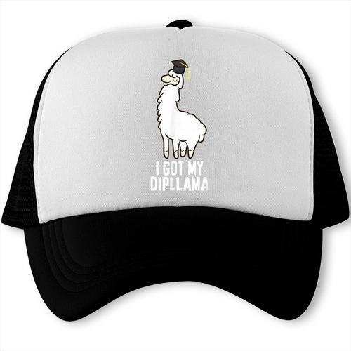 LLama Graduation I Got My Dipllama Cute Llama Trucker Cap - Best Gift Smart