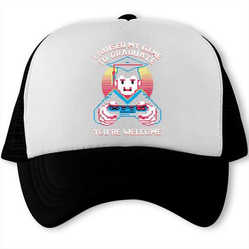 I Paused My Game To Graduate 2024 Gamer Graduation Trucker Cap - Best Gift Smart