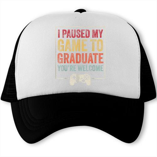 I Paused My Game To Graduate Gamer Graduation Men Boys Trucker Cap - Best Gift Smart