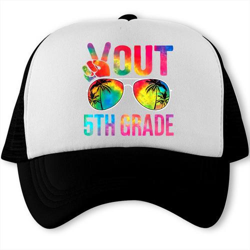 Peace Out 5th Grade Tie Dye Graduation Last Day Of School Trucker Cap - Best Gift Smart