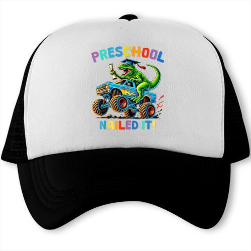 Preschool Graduation Monster Truck Dinosaur Boys Dino Tee Trucker Cap - Best Gift Smart