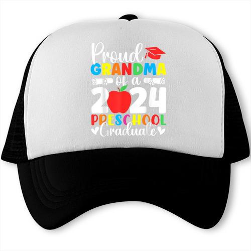 Proud Grandma Of Class Of 2024 Preschool Graduate Graduation Trucker Cap - Best Gift Smart