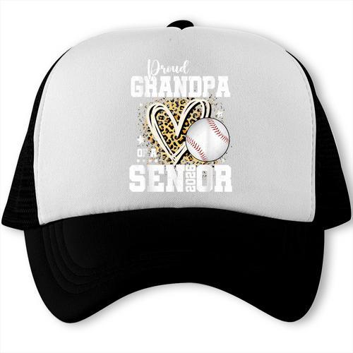 Proud Grandpa Of A 2026 Senior Baseball Graduation Leopard Trucker Cap - Best Gift Smart