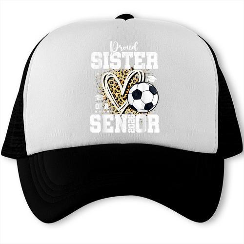 Proud Sister Of A 2026 Senior Soccer Graduation Leopard Trucker Cap - Best Gift Smart