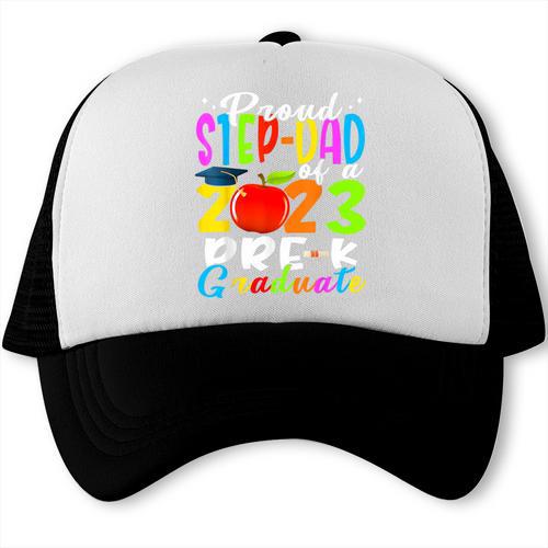 Proud Step-Dad Of 2023 Pre-K Graduate Fathers Day Graduation Trucker Cap - Best Gift Smart