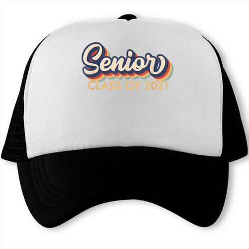 Senior 2021 Grad Shirt Retro 2021 Graduation Trucker Cap - Best Gift Smart
