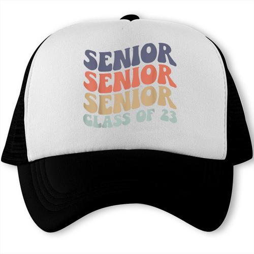 SENIOR 2023 Retro Class Of 2023 Seniors Graduation 23 Hippie Trucker Cap - Best Gift Smart