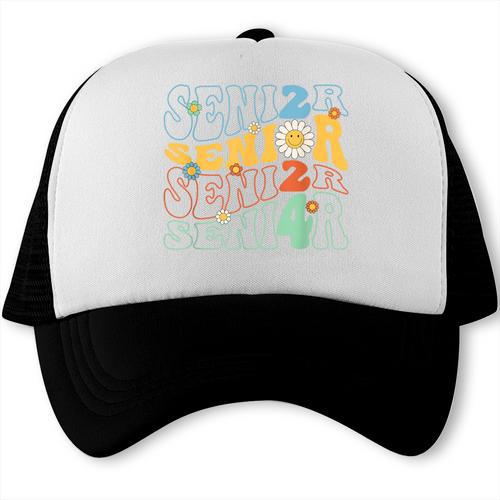Senior 2024 Groovy Retro Class Of 2024 Graduation Senior 24 Trucker Cap - Best Gift Smart