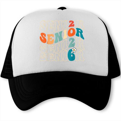 Senior 2026 Class Of 2026 Retro Groovy Graduation Grad Women Trucker Cap - Best Gift Smart