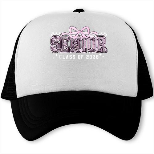 Senior 2026 Coquette Bow Class Of 2026 Graduation Graduate Trucker Cap - Best Gift Smart