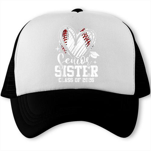 Senior Sister Class Of 2026 Baseball Graduation Heart Trucker Cap - Best Gift Smart