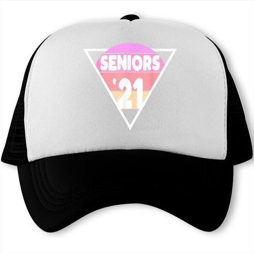 Seniors 2021 For Her Him Retro 21 Graduation Class Trucker Cap - Best Gift Smart
