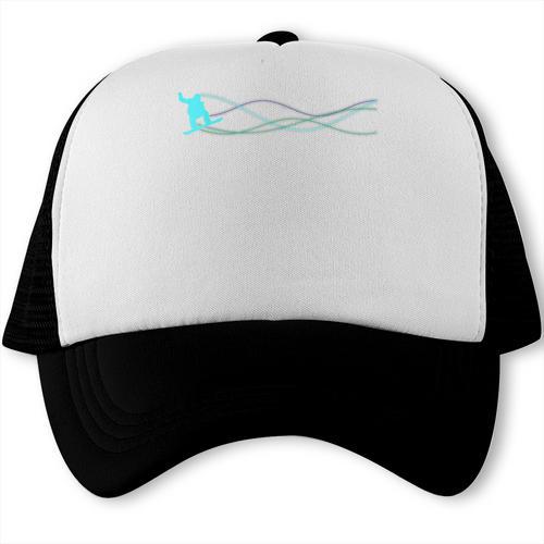 Snowboarder Synthwave Style Winter Sport Dad Men Kids Skiing Trucker Cap - Father's Day Fun