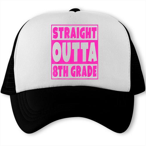 Straight Outta 8th Grade Graduation Eighth Grade T-Shirt Trucker Cap - Best Gift Smart