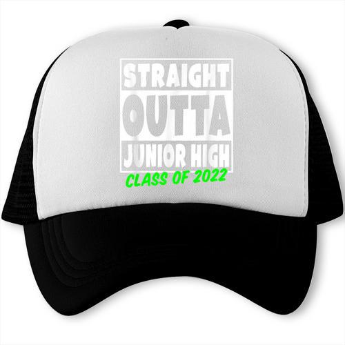 Straight Outta Junior High School Class Of 2022 Graduation Trucker Cap - Best Gift Smart