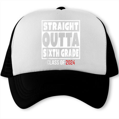 Straight Outta Sixth Grade Class Of 2024 Shirt Graduation Trucker Cap - Best Gift Smart