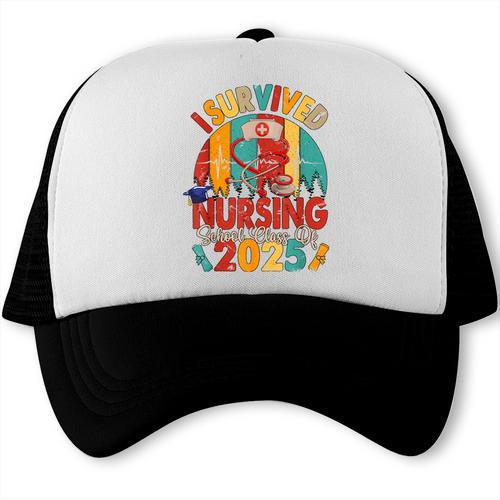 I Survived Nursing School Class Of 2025 Proud Graduation Trucker Cap - Best Gift Smart