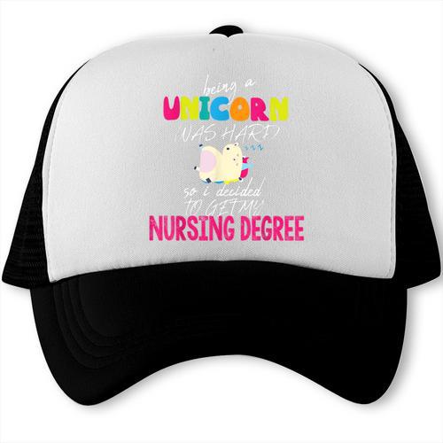 Unicorn Nursing Degree Graduation T-Shirt Registered Nurse Trucker Cap - Best Gift Smart