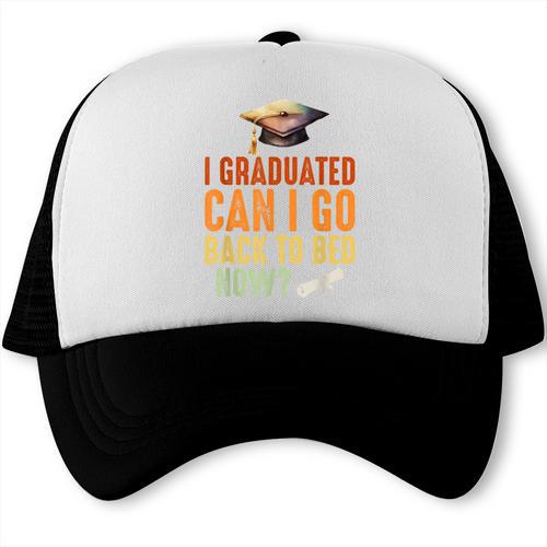 Vintage I Graduated Can I Go Back To Bed Now Graduation Trucker Cap - Best Gift Smart