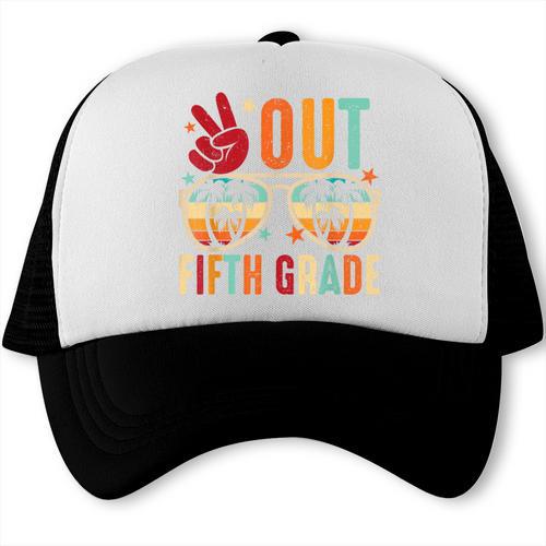Vintage Peace Out 5th Grade Graduation Last Day Of School Trucker Cap - Best Gift Smart