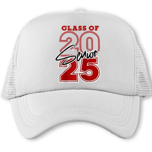 Class Of 2025 Senior 2025 Graduation Red Raglan Baseball Tee Trucker Cap - Best Gift Smart