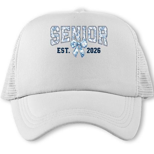 Class Of 2026 Senior 26 Coquette Bow Toile Preppy Graduation Trucker Cap - Best Gift Smart
