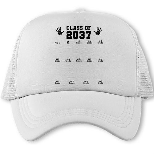 Class Of 2037 Handprint Grow With Me Pre-k Graduation Trucker Cap - Best Gift Smart