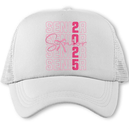 Cute Girls Women Class 2025 Graduation Senior Coquette Bow Trucker Cap - Best Gift Smart