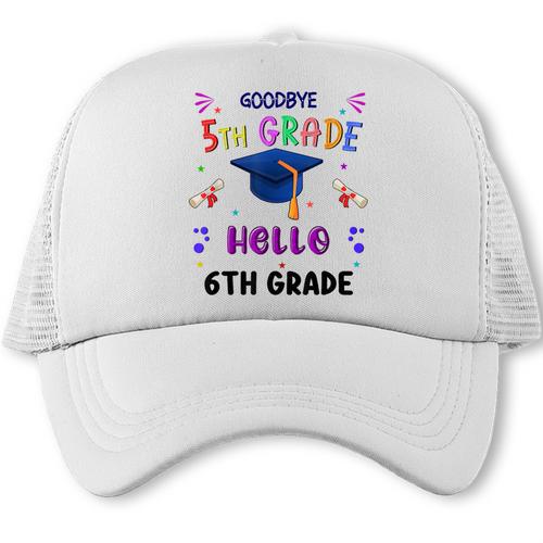 Goodbye 5th Grade Graduation 2025 6th Grade Graduate Kids Trucker Cap - Best Gift Smart