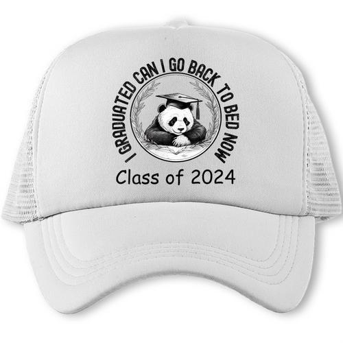 I Graduated Can I Go Back To Bed Now 2024 Graduation Panda Trucker Cap - Best Gift Smart