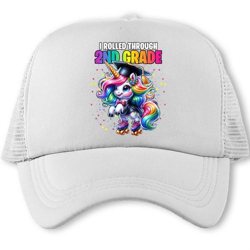 Graduation 2nd Grade Unicorn Roller Skate Girls Grad Trucker Cap - Best Gift Smart