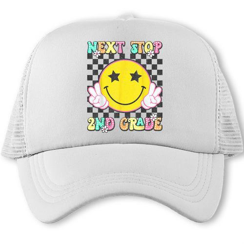 Groovy Next Stop 2nd Grade 1st Grade Graduation 2025 Trucker Cap - Best Gift Smart