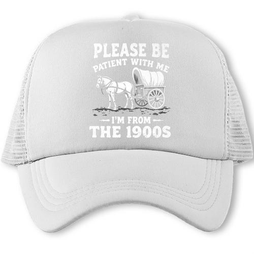 Heartwarming Wagon Please Be Patient I'm From The 1900s Premium Trucker Cap - Figerry