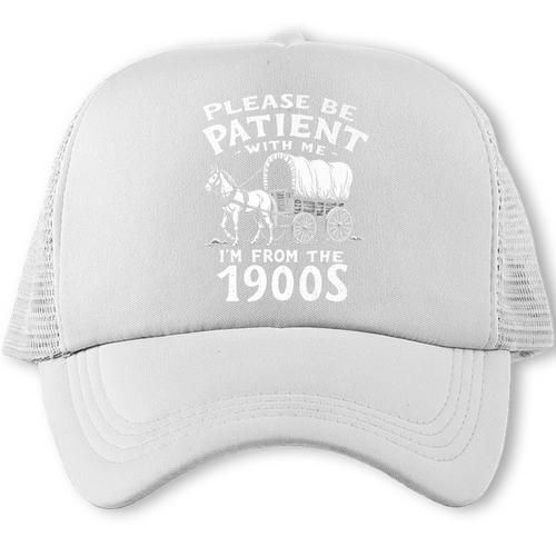 Humorous Wagon Plea Please Be Patient I'm From The 1900s Premium Trucker Cap - Figerry