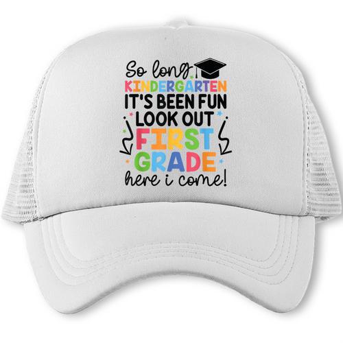 Kindergarten Graduation Graduate 1st Grade Here I Come Kids Trucker Cap - Best Gift Smart