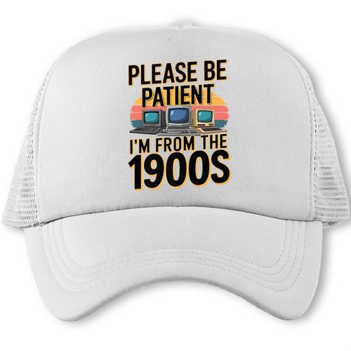 Please Be Patient I'm From The 1900s Retro Computer Premium Trucker Cap - Figerry