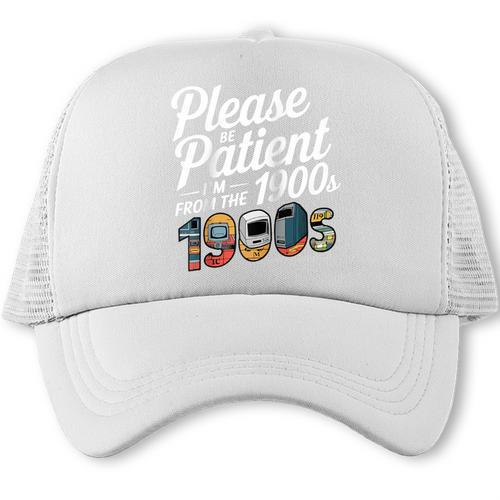 Please Be Patient I'm From The 1900s Vintage Tech Graphic Raglan Baseball Tee Trucker Cap - Figerry