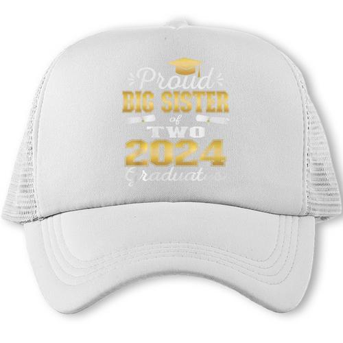 Proud Big Sister Of Two 2024 Graduate Class 2024 Graduation Premium Trucker Cap - Best Gift Smart