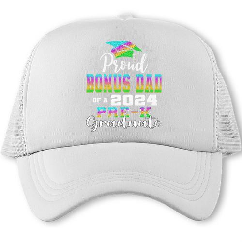 Proud Bonus Dad Of PreK School Graduate 2024 Graduation Premium Trucker Cap - Best Gift Smart