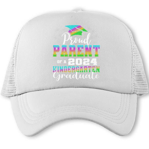 Proud Parent Of Kindergarten Graduate 2024 Graduation Parent Premium Trucker Cap - Best Gift Smart