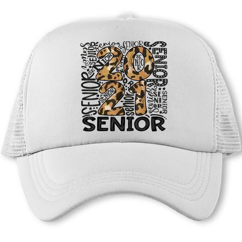 Senior 2021 Grad Class Of 2021 Graduation Leopard Cheetah Trucker Cap - Best Gift Smart