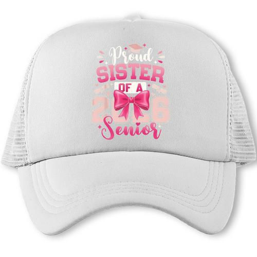 Senior 2026 Class Of 26 Coquette Pink Bow Graduation Sister Trucker Cap - Best Gift Smart