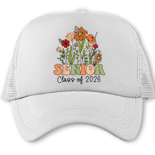Senior 2026 Graduate Class Of 2026 Wildflowers Graduation Trucker Cap - Best Gift Smart