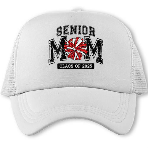 Senior Mom 2025 Cheer Mama Class Of 2025 Graduation Trucker Cap - Best Gift Smart